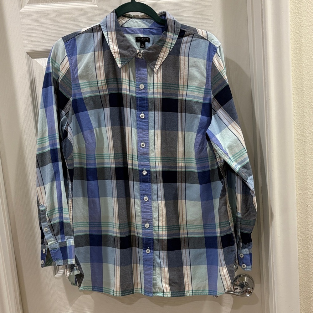 Talbots Blue Plaid Shirt 1x